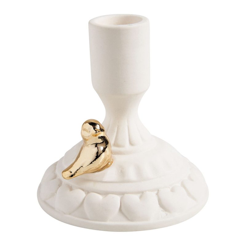 Castiçal de cerâmica com pé de pássaro