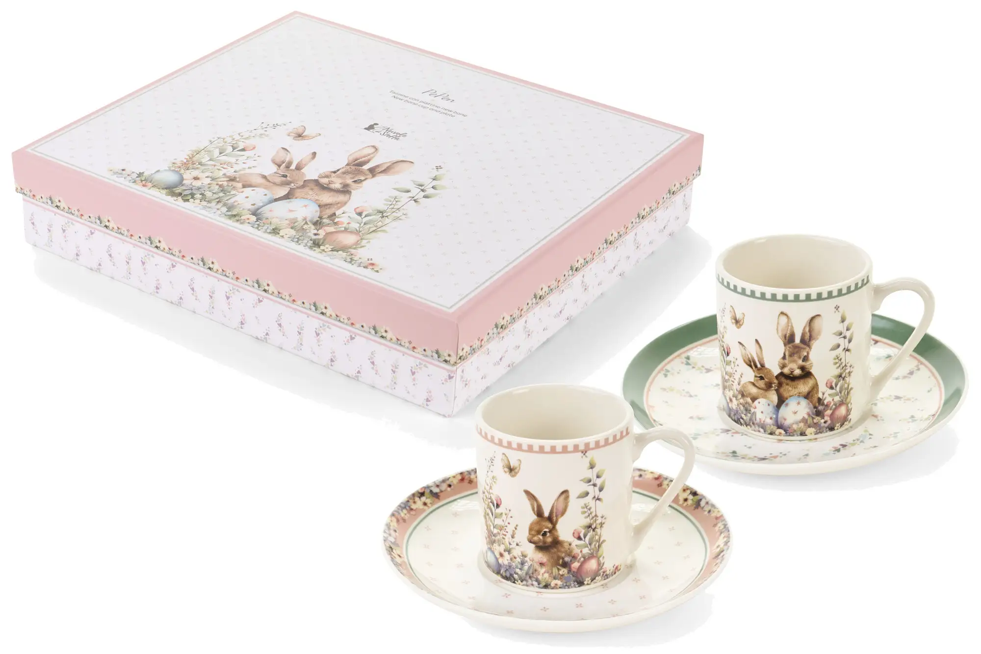 Conjunto de 6 Chávenas com pires e com Coelhinhos– Pepen