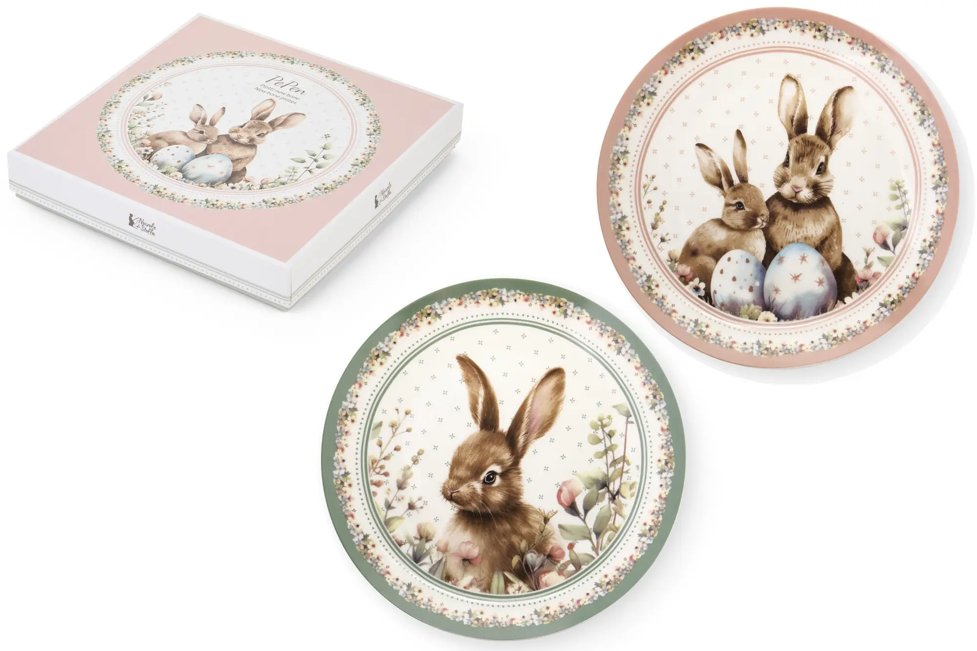 Set 2 Pratos de Sobremesa com coelhos